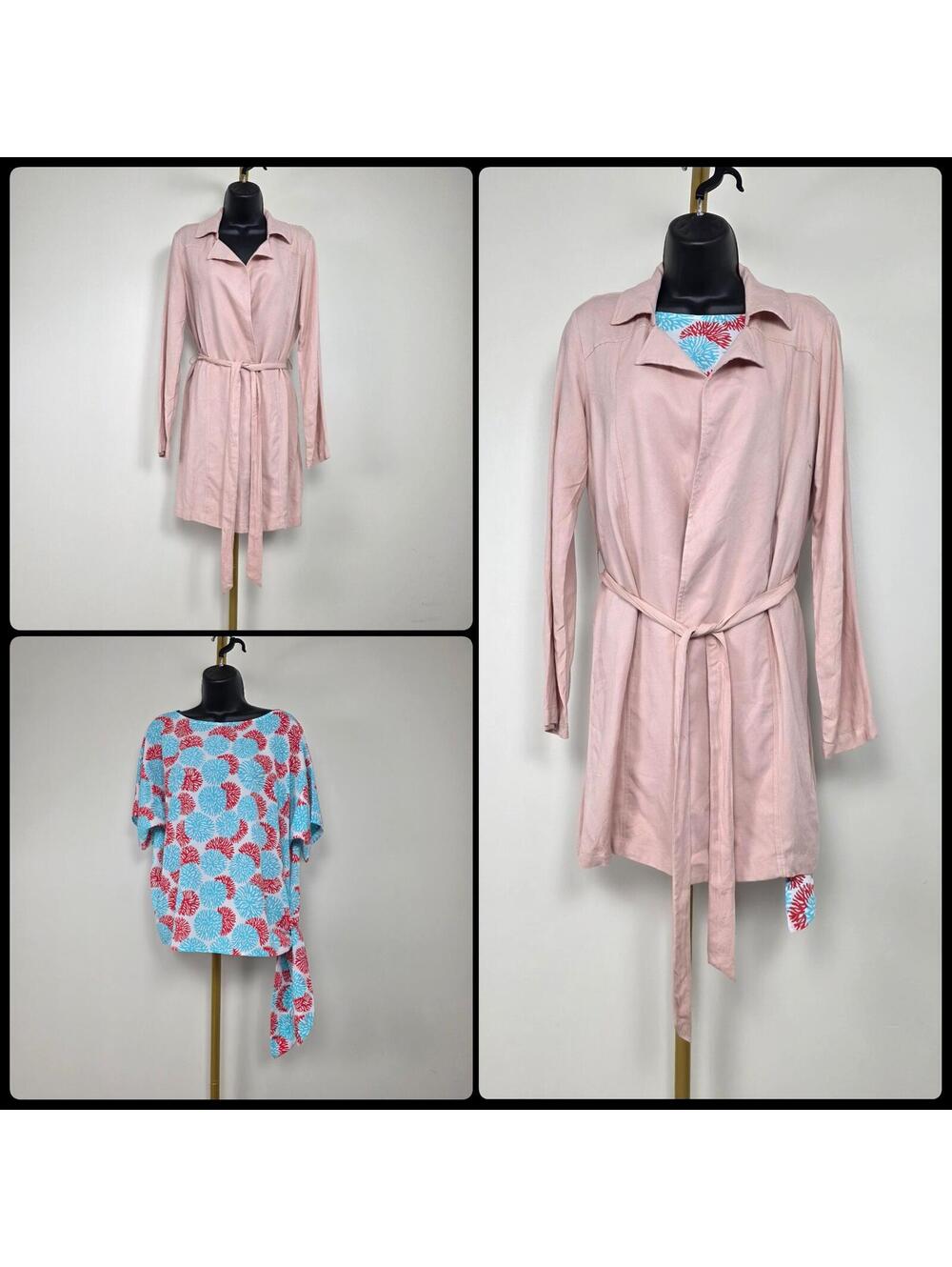 Boho Chic Y2K Coral Blouse + Dusty Pink Open Jacket - sz Sm